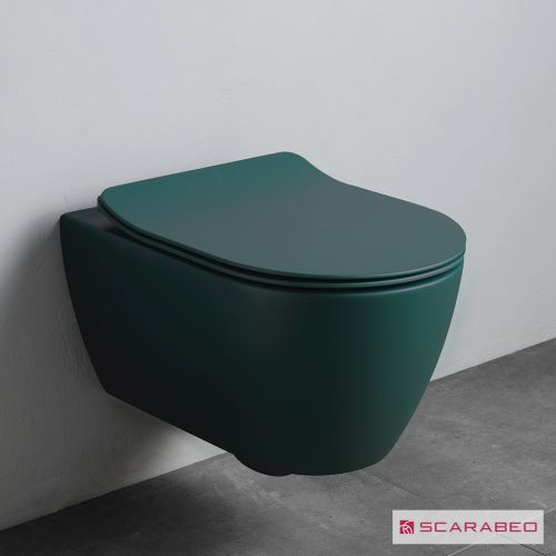 ΛΕΚΑΝΗ WC ΚΡΕΜΑΣΤΗ ΜΕ ΚΑΛΥΜΜΑ SCARABEO MOON Clean Flush® Musk (Πράσινο) 50,5x36 cm