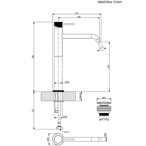 ΜΠΑΤΑΡΙΑ ΝΙΠΤΗΡΑ ΥΨΗΛΉ Armando Vicario INDUSTRIAL 512041-100 Chrome