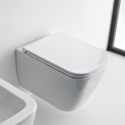 ΛΕΚΑΝΗ WC ΚΡΕΜΑΣΤΗ ΜΕ SLIM ΚΑΛΥΜΜΑ SCARABEO TEOREMA Clean Flush® 512600S White Glossy 52x36 cm
