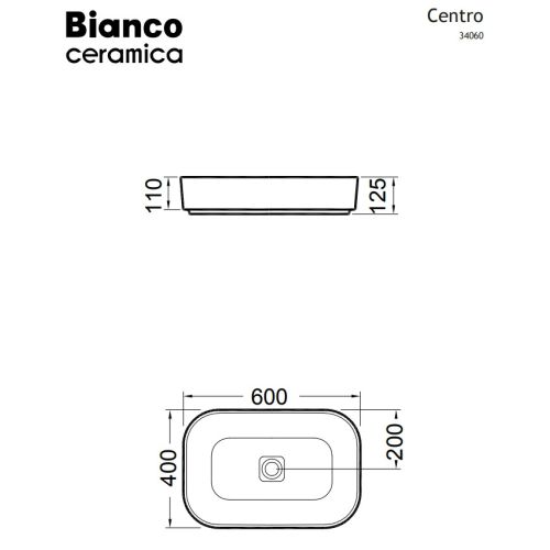 ΝΙΠΤΗΡΑΣ ΕΠΙΤΡΑΠΕΖΙΟΣ BIANCO Ceramica CENTRO 34060-301 White Matt 60 x 40 cm
