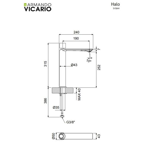 ΜΠΑΤΑΡΙΑ ΝΙΠΤΗΡΑ ΥΨΗΛΉ Armando Vicario HALO 515041-400 Black Matt