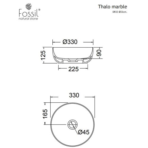 ΝΙΠΤΗΡΑΣ ΜΑΡΜΑΡΙΝΟΣ ΕΠΙΤΡΑΠΕΖΙΟΣ FOSSIL THALO Marble DR 39-400 Marquina Nero Ø 39 cm