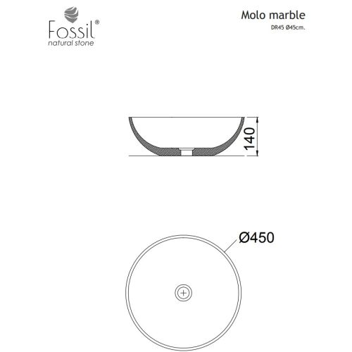 ΝΙΠΤΗΡΑΣ ΜΑΡΜΑΡΙΝΟΣ ΕΠΙΤΡΑΠΕΖΙΟΣ FOSSIL MOLO Marble DR 45-300 Carrara Nuovo Ø 45 cm
