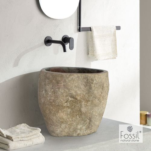 ΝΙΠΤΗΡΑΣ ΠΕΤΡΙΝΟΣ ΕΠΙΤΡΑΠΕΖΙΟΣ FOSSIL BUCKET Riverstone RP 35  Ø 40 - 50 cm h 35 cm