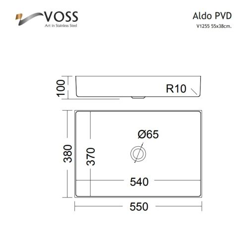 ΝΙΠΤΗΡΑΣ ΕΠΙΤΡΑΠΕΖΙΟΣ INOX 304 VOSS ALDO Inox Brushed 55x38 cm