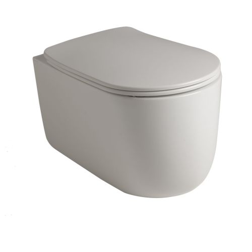 ΛΕΚΑΝΗ WC ΚΡΕΜΑΣΤΗ ΜΕ Soft Close ΚΑΛΥΜΜΑ KERASAN NoLita NoRim 55x35 cm RIMLESS