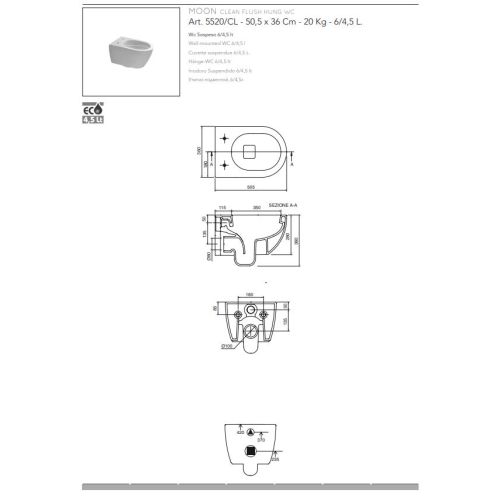 ΛΕΚΑΝΗ WC ΚΡΕΜΑΣΤΗ ΜΕ ΚΑΛΥΜΜΑ SCARABEO MOON Clean Flush® Sand (Μπεζ) 50,5x36 cm