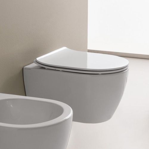 ΛΕΚΑΝΗ WC ΚΡΕΜΑΣΤΗ ΜΕ ΚΑΛΥΜΜΑ SCARABEO MOON Clean Flush® 552000SC White Glossy 50,5x36 cm