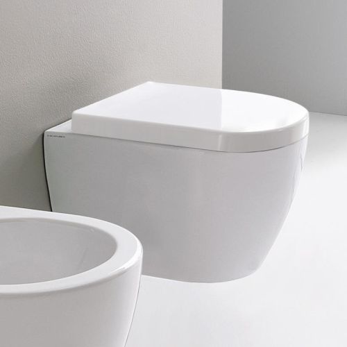 ΛΕΚΑΝΗ WC ΚΡΕΜΑΣΤΗ ΜΕ Soft Close ΚΑΛΥΜΜΑ SCARABEO MOON Clean Flush® 552400C White Glossy 45x36 cm