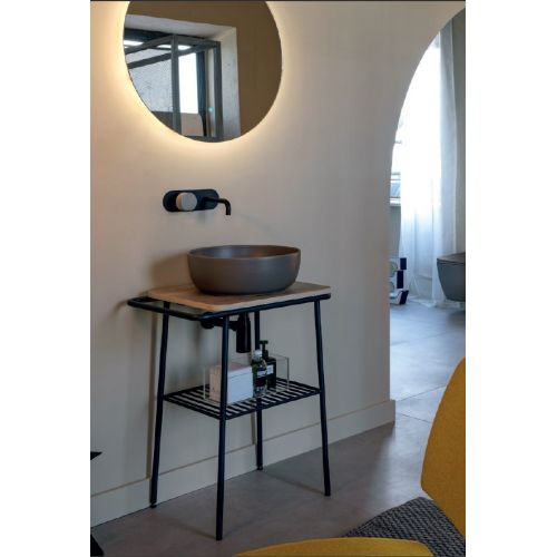 ΕΠΙΠΛΟ ΜΠΑΝΙΟΥ ΠΑΓΚΟΣ FUJI 60 6016-8949 ROVERE NODATO / BLACK MATT & ΝΙΠΤΗΡΑΣ ΕΠΙΤΡΑΠΕΖΙΟΣ SCARABEO PLANET 8112 White 59x45xh77cm