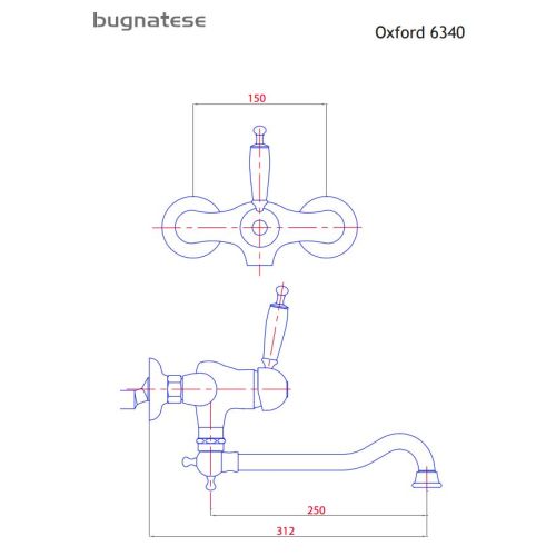 ΜΠΑΤΑΡΙΑ ΚΟΥΖΙΝΑΣ ΤΟΙΧΟΥ BUGNATESE OXFORD 6340 Chrome