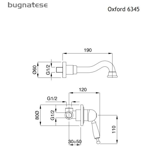 ΜΠΑΤΑΡΙΑ ΝΙΠΤΗΡΑ ΕΝΤΟΙΧΙΣΜΟΥ Bugnatese OXFORD 6345 Bronze Δύο Οπών