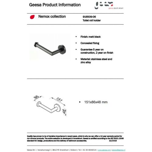 ΧΑΡΤΟΘΗΚΗ ΤΟΙΧΟΥ ΧΩΡΙΣ ΚΑΛΥΜΜΑ GEESA Nemox 6509 Black Matt