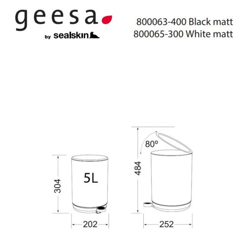 ΧΑΡΤΟΔΟΧΕΙΟ ΤΟΥΑΛΕΤΑΣ ΕΠΙΔΑΠΕΔΙΟ GEESA by Sealskin 800063-400 Black Matt 5L