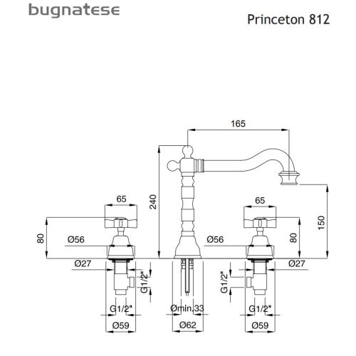 ΜΠΑΤΑΡΙΑ ΝΙΠΤΗΡΑ ΤΡΙΩΝ ΟΠΩΝ Bugnatese PRINCETON 812 Chrome