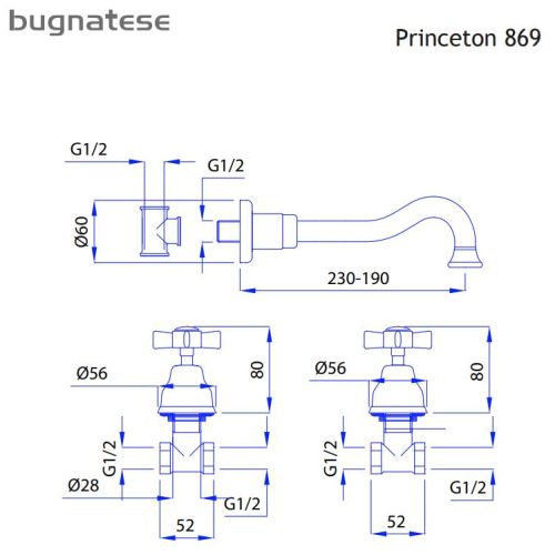 ΜΠΑΤΑΡΙΑ ΝΙΠΤΗΡΑ ΤΡΙΩΝ ΟΠΩΝ ΕΝΤΟΙΧΙΣΜΟΥ Bugnatese PRINCETON 869 Chrome