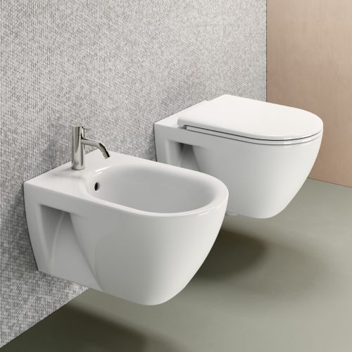 ΛΕΚΑΝΗ WC ΚΡΕΜΑΣΤΗ ΜΕ ΚΑΛΥΜΜΑ GSI PURA Swirl® Eco 881100C White Glossy 54,5x35 cm