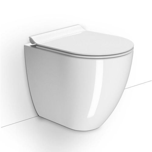 ΛΕΚΑΝΗ WC ΥΨΗΛΗΣ ΠΙΕΣΗΣ ΠΙΣΩ / ΚΑΤΩΣΤΟΜΙΑ ΜΕ SLIM ΚΑΛΥΜΜΑ Back to Wall GSI PURA Swirl® 882000SC White Glossy 50x36 cm