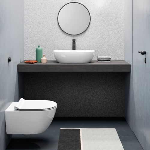 ΛΕΚΑΝΗ WC ΚΡΕΜΑΣΤΗ ΜΕ SLIM ΚΑΛΥΜΜΑ GSI PURA Rimless® 882100SC White Glossy 55x36 cm