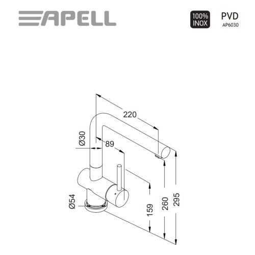 ΜΠΑΤΑΡΙΑ ΝΕΡΟΧΥΤΗ ΚΟΥΖΙΝΑΣ APELL AP6030 INOX PVD COPPER (RAME)