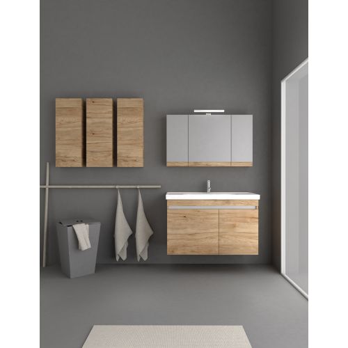 ΕΠΙΠΛΟ ΜΠΑΝΙΟΥ ΜΕ ΚΑΘΡΕΠΤΗ ΝΤΟΥΛΑΠΙ SAVVOPOULOS CITY I XL MDF Μελαμίνη 8086 Light Hickory 90 cm