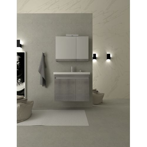 ΕΠΙΠΛΟ ΜΠΑΝΙΟΥ ΜΕ ΚΑΘΡΕΠΤΗ ΝΤΟΥΛΑΠΙ SAVVOPOULOS CITY III XL MDF Μελαμίνη 8763 Cemento 70 cm