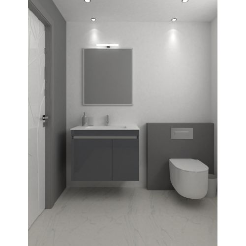 ΕΠΙΠΛΟ ΜΠΑΝΙΟΥ ΜΕ ΚΑΘΡΕΠΤΗ SAVVOPOULOS CITY IV XL MDF Λάκα Ματ 7524 Γραφίτης 70 cm