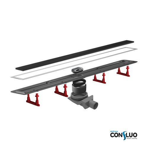 ΣΥΣΤΗΜΑ ΑΠΟΧΕΤΕΥΣΗΣ KARAG PRESTAN CONFLUO PREMIUM LINE 300 BLACK GLASS INOX 30cm