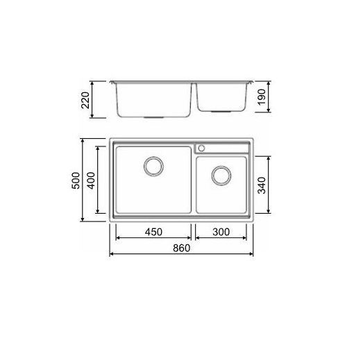 ΝΕΡΟΧΥΤΗΣ ΕΝΘΕΤΟΣ MACART Crystal N-175 Inox Λείος 86x50 cm