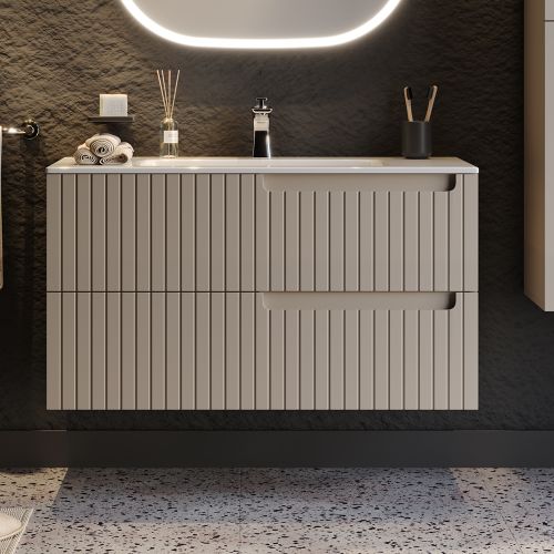 ΕΠΙΠΛΟ ΜΠΑΝΙΟ ΠΑΓΚΟΣ ΜΕ ΝΙΠΤΗΡΑ MARTIN ENZA Beige 100cm Λάκα MDF 18mm