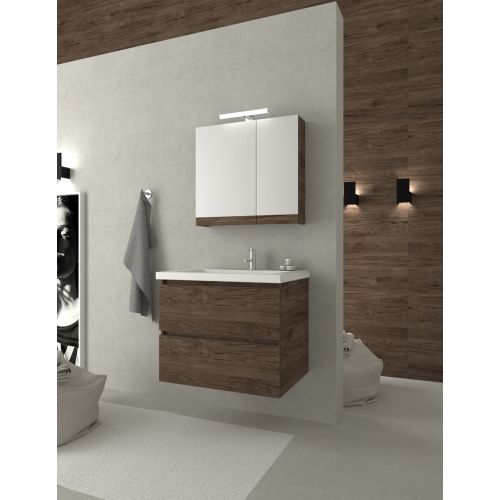 ΕΠΙΠΛΟ ΜΠΑΝΙΟΥ ΜΕ ΚΑΘΡΕΠΤΗ ΝΤΟΥΛΑΠΙ SAVVOPOULOS FUNKY III MDF Μελαμίνη 8087 Dark Hickory  71 cm