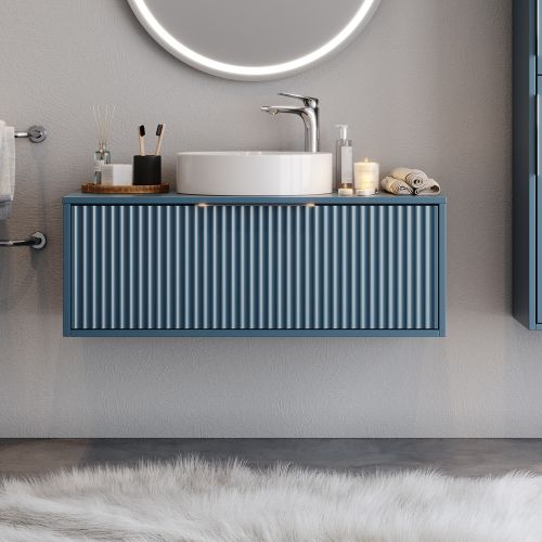 ΕΠΙΠΛΟ ΜΠΑΝΙΟ ΚΡΕΜΑΣΤΟΣ ΠΑΓΚΟΣ ΜΕ ΝΙΠΤΗΡΑ MARTIN HOLE Blue 100cm Λάκα MDF 18mm
