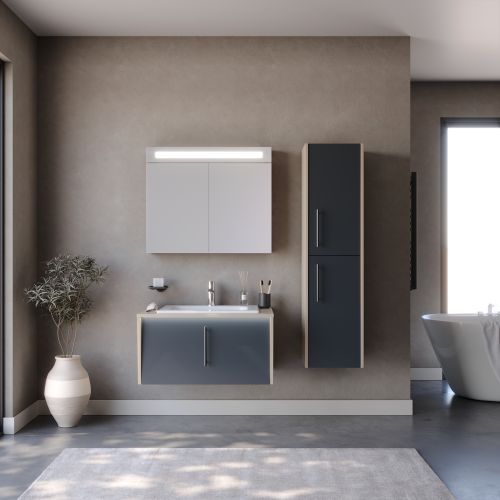 ΕΠΙΠΛΟ ΜΠΑΝΙΟ ΣΕΤ MARTIN INTENSE Anthracite 80cm Λάκα MDF 18mm