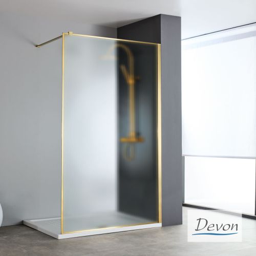ΔΙΑΧΩΡΙΣΤΙΚΟ ΠΑΝΕΛ ΝΤΟΥΣ Devon Iwis Fluted Walk-in IW 80 C 77-79 x h 200 cm Gold Brushed PVD