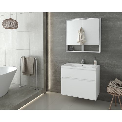 ΕΠΙΠΛΟ ΜΠΑΝΙΟΥ ΜΕ ΝΙΠΤΗΡΑ ΚΑΙ ΚΑΘΡΕΠΤΗ Drop INSTINCT 80 White 80 cm