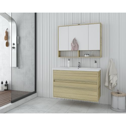 ΕΠΙΠΛΟ ΜΠΑΝΙΟΥ ΜΕ ΝΙΠΤΗΡΑ ΚΑΙ ΚΑΘΡΕΠΤΗ Drop INSTINCT 100 Natural OAK 100 cm