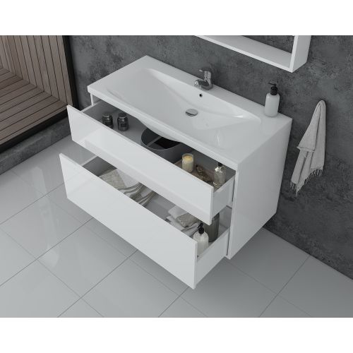 ΕΠΙΠΛΟ ΜΠΑΝΙΟΥ ΜΕ ΝΙΠΤΗΡΑ ΚΑΙ ΚΑΘΡΕΠΤΗ Drop INSTINCT 100 White 100 cm