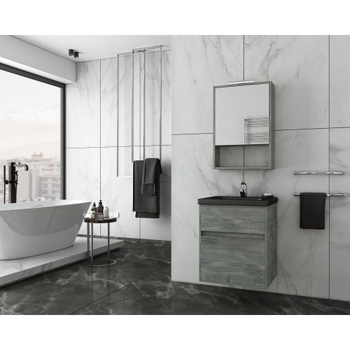 ΕΠΙΠΛΟ ΜΠΑΝΙΟΥ Drop INSTINCT 55 Smoked OAK BL ΜΕ ΚΑΘΡΕΠΤΗ