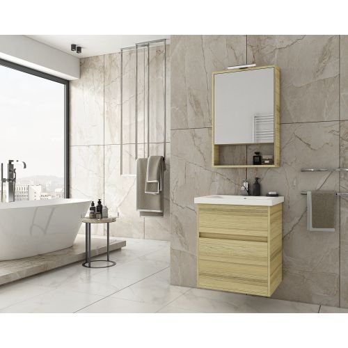 ΕΠΙΠΛΟ ΜΠΑΝΙΟΥ ΜΕ ΝΙΠΤΗΡΑ ΚΑΙ ΚΑΘΡΕΠΤΗ Drop INSTINCT 55 Natural OAK 55 cm
