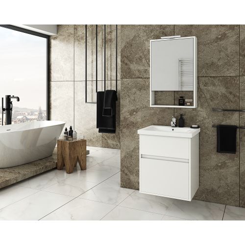 ΕΠΙΠΛΟ ΜΠΑΝΙΟΥ ΜΕ ΝΙΠΤΗΡΑ ΚΑΙ ΚΑΘΡΕΠΤΗ Drop INSTINCT 55 White 55 cm
