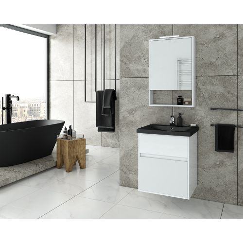 ΕΠΙΠΛΟ ΜΠΑΝΙΟΥ ΜΕ ΝΙΠΤΗΡΑ ΚΑΙ ΚΑΘΡΕΠΤΗ Drop INSTINCT 55 White BL 55 cm