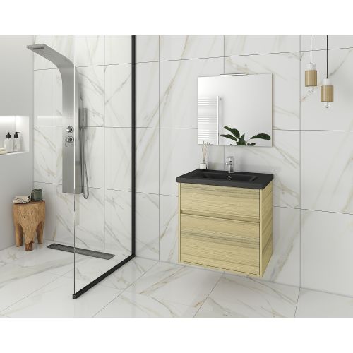 ΕΠΙΠΛΟ ΜΠΑΝΙΟΥ ΜΕ ΝΙΠΤΗΡΑ ΚΑΙ ΚΑΘΡΕΠΤΗ Drop INSTINCT 65 Natural OAK BL-1 65 cm