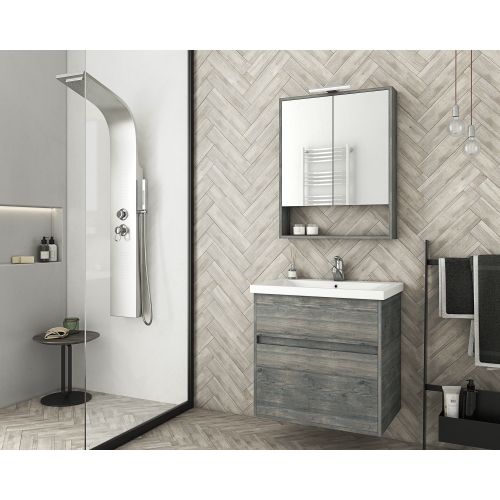 ΕΠΙΠΛΟ ΜΠΑΝΙΟΥ ΜΕ ΝΙΠΤΗΡΑ ΚΑΙ ΚΑΘΡΕΠΤΗ Drop INSTINCT 65 Smoked OAK 65 cm
