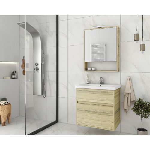 ΕΠΙΠΛΟ ΜΠΑΝΙΟΥ ΜΕ ΝΙΠΤΗΡΑ ΚΑΙ ΚΑΘΡΕΠΤΗ Drop INSTINCT 65 Natural OAK 65 cm