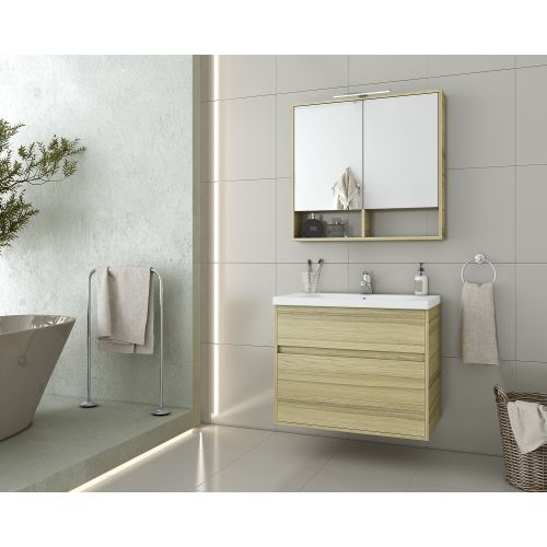 ΕΠΙΠΛΟ ΜΠΑΝΙΟΥ ΜΕ ΝΙΠΤΗΡΑ ΚΑΙ ΚΑΘΡΕΠΤΗ Drop INSTINCT 80 Natural OAK 80 cm