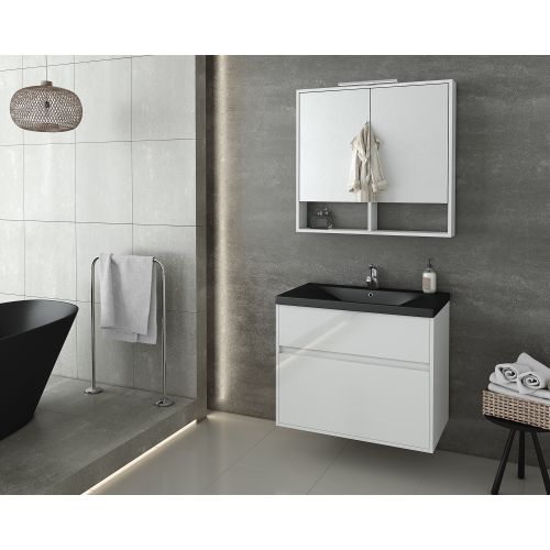 ΕΠΙΠΛΟ ΜΠΑΝΙΟΥ ΜΕ ΝΙΠΤΗΡΑ ΚΑΙ ΚΑΘΡΕΠΤΗ Drop INSTINCT 80 White BL 80 cm