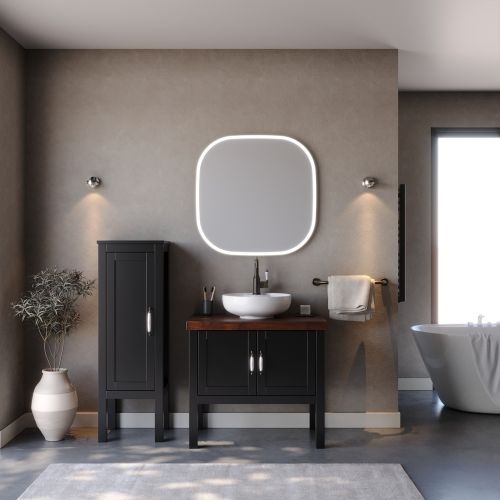 ΕΠΙΠΛΟ ΜΠΑΝΙΟ ΕΠΙΔΑΠΕΔΙΟ ΣΕΤ MARTIN LONDON Black 85cm MDF Λάκα  MDF 18mm