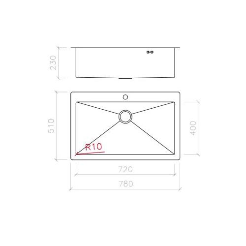 ΝΕΡΟΧΥΤΗΣ ΕΝΘΕΤΟΣ MACART Legent N-100 XL Inox Λείος 78x51 cm