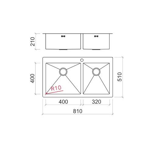 ΝΕΡΟΧΥΤΗΣ ΕΝΘΕΤΟΣ MACART Legent N-175 Inox Λείος 81x40 cm