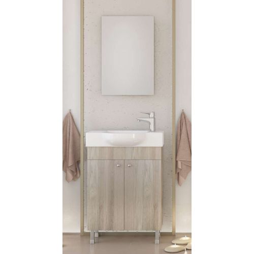 ΕΠΙΠΛΟ ΜΠΑΝΙΟΥ Drop LITOS 55 Brown OAK ΜΕ ΚΑΘΡΕΠΤΗ